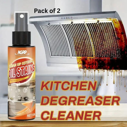 Pack of 2 kitchen oil stain remover spray bottles with kitchen degreaser cleaner for tough grease