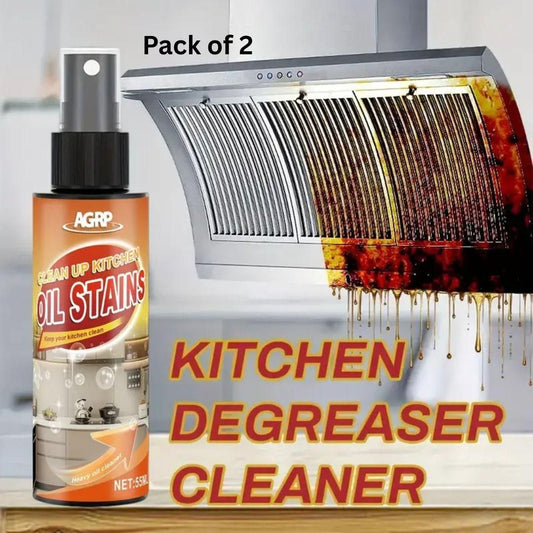Pack of 2 kitchen oil stain remover spray bottles with kitchen degreaser cleaner for tough grease