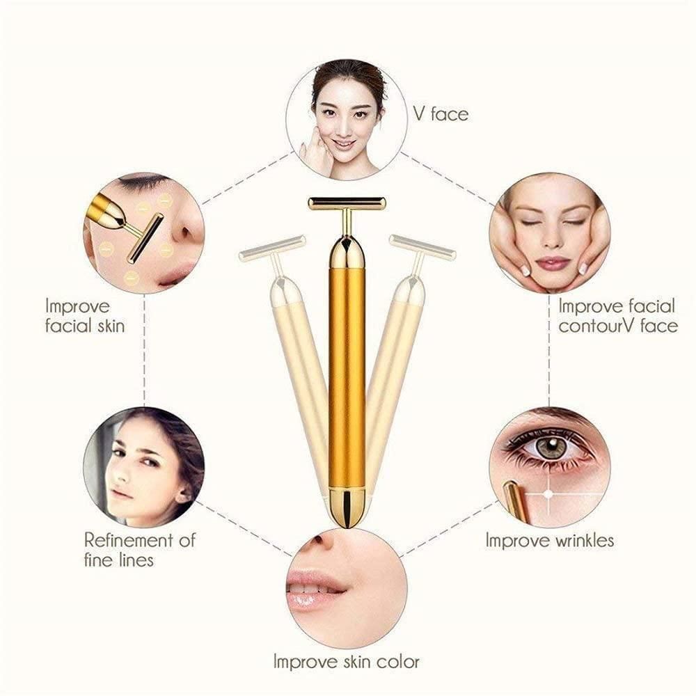 Best facial roller for skin tightening with gold design improving facial skin, wrinkles, fine lines, and skin color