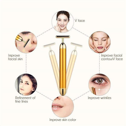Best facial roller for skin tightening with gold design improving facial skin, wrinkles, fine lines, and skin color
