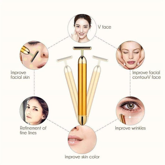 Best facial roller for skin tightening with gold design improving facial skin, wrinkles, fine lines, and skin color