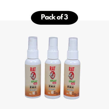 Pack of 3 natural rat deterrent 50ml pack spray bottles with repellent formula